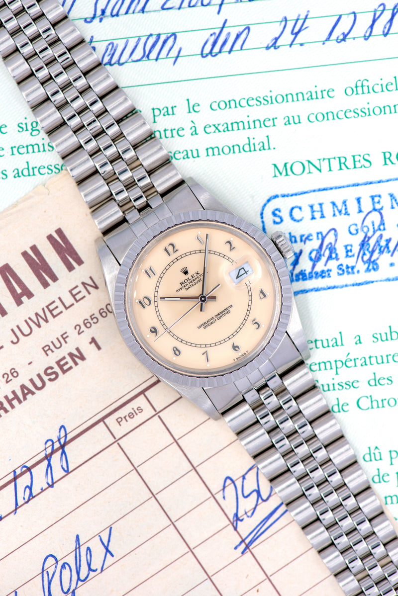 1988 Rolex Datejust "Bolier Gauge" Cream Dial 16030 with Papers