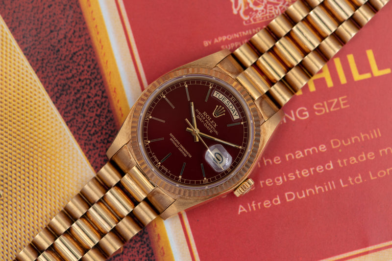 1979 Rolex Oyster Perpetual Day-Date Red "Stella" dial 18038