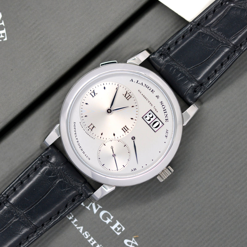 2000s A. Lange & Söhne Lange 1 in Platinum 101.025 with service papers and box