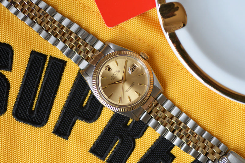 1960 Rolex Datejust Early "Coffin" Gold Dial 1601