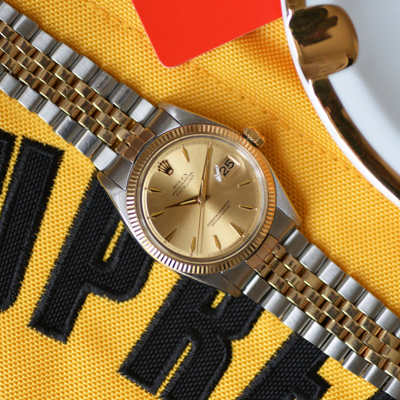 1960 Rolex Datejust Early "Coffin" Gold Dial 1601
