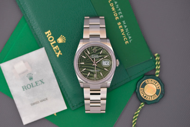 Full Set New 2021 Rolex Oyster Perpetual Datejust "Palm" 126200
