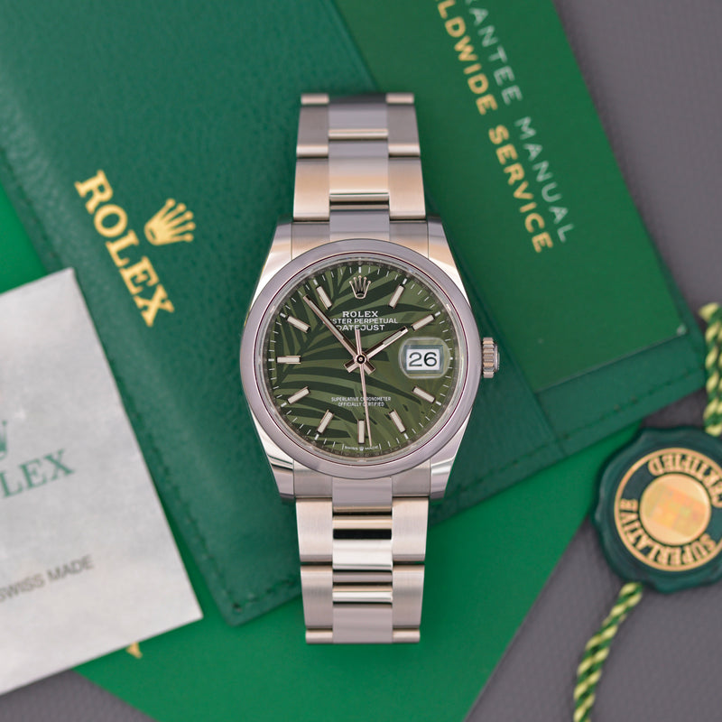 Full Set New 2021 Rolex Oyster Perpetual Datejust "Palm" 126200