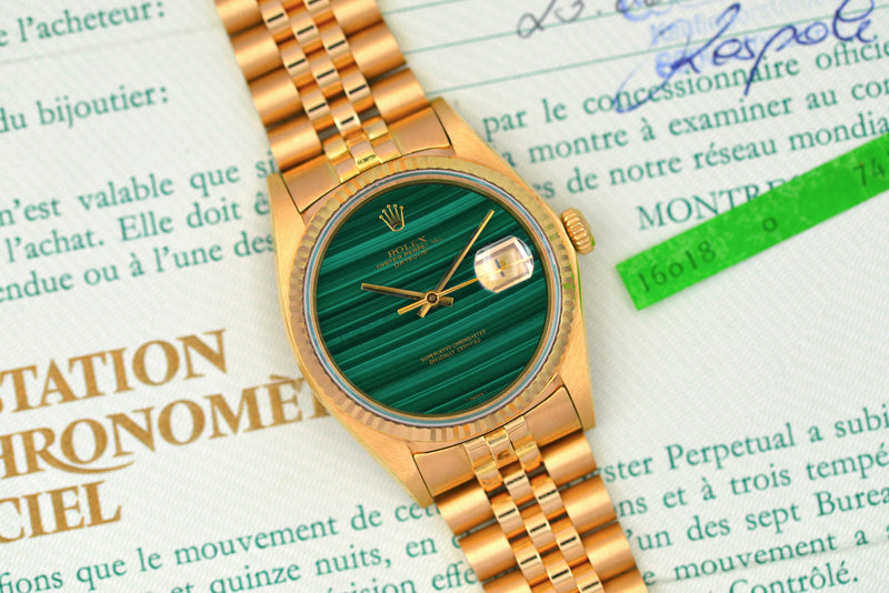 1983 Rolex Oyster Perpetual Datejust "Malachite" 16018 with LC100 Wempe Papers