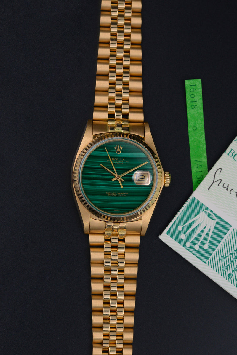 1983 Rolex Oyster Perpetual Datejust "Malachite" 16018 with LC100 Wempe Papers