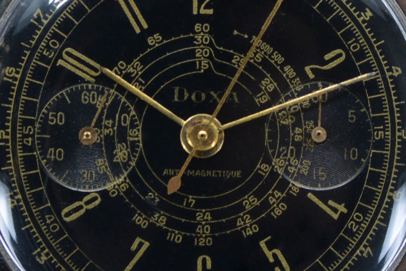1940s Doxa "Art Deco" Oversize Gilt Chronograph