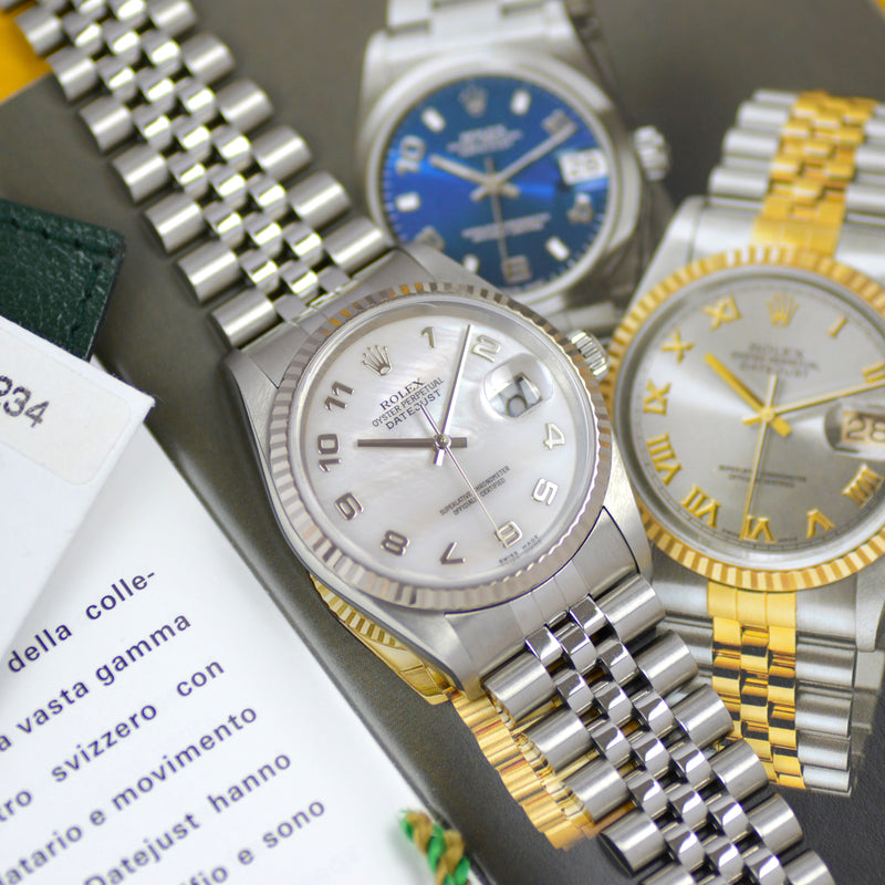 Full Set 2002 Rolex Oyster Perpetual Datejust Mother of Pearl Dial 16234